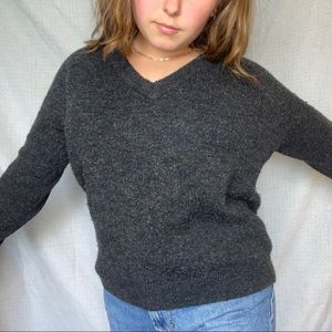Charcoal Gray V Neck Sweater